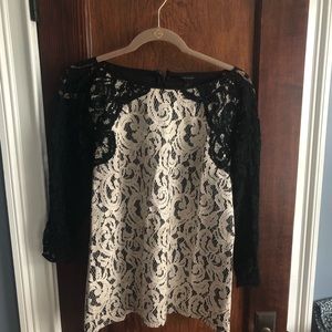 Ann Taylor black and cream lace top